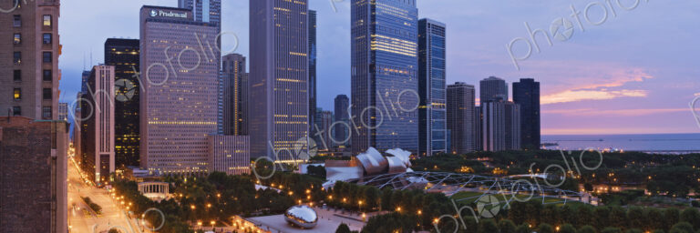 Downtown Chicago Overlooking Millennium Park at Dawn