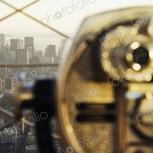 Downtown Manhattan Behind Coin Operated Binoculars