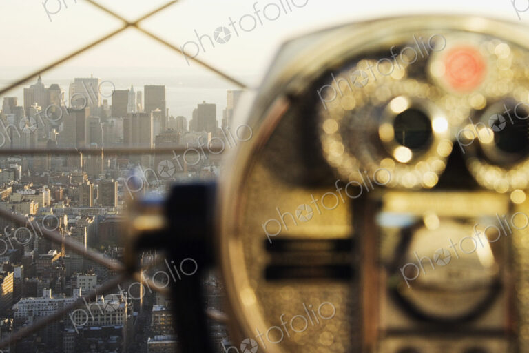 Downtown Manhattan Behind Coin Operated Binoculars