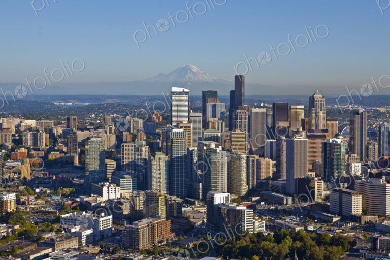 Downtown Seattle And Mt. Rainier