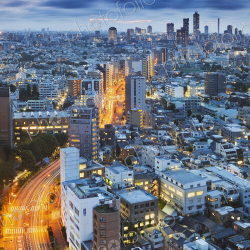 Downtown Tokyo skyline at dusk. Downtown Tokyo skyline at dusk.