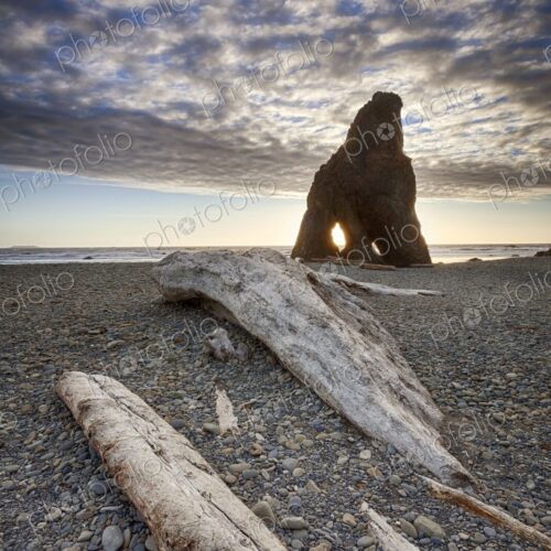 Driftwood and sea stack at Ruby Beach on the Olympic Peninsula, Washington, with… Driftwood and sea stack at Ruby Beach on the Olympic Peninsula, Washington, with…