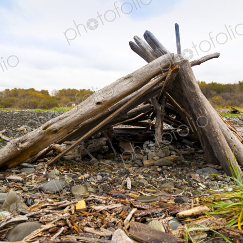 Driftwood shack on the beach, the Olympic Peninsula. Driftwood shack on the beach, the Olympic Peninsula.