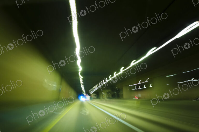 Driver's perspective of driving on a highway in a tunnel, I-90 Tunnel, Seattle