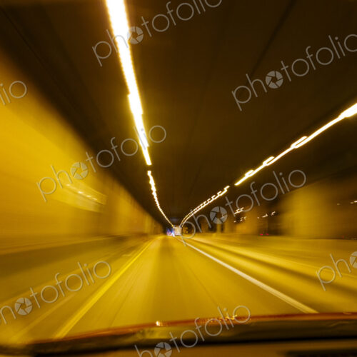 Driver's perspective of driving on a highway in a tunnel, I-90 Tunnel, Seattle, WA USA