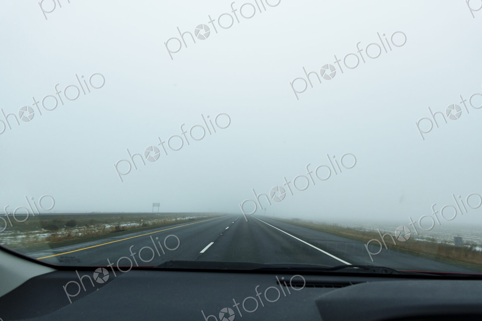 Driving on foggy Interstate 90 in Lincoln County.