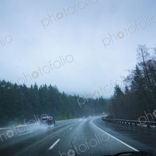 Driving on the rain and snow, Interstate 90, Snoqualmie Pass Driving on the rain and snow, Interstate 90, Snoqualmie Pass
