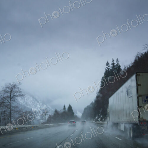 Driving on the rain and snow, Interstate 90, Snoqualmie Pass Driving on the rain and snow, Interstate 90, Snoqualmie Pass