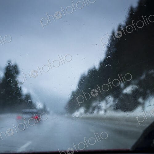Driving on the rain and snow, Interstate 90, Snoqualmie Pass Driving on the rain and snow, Interstate 90, Snoqualmie Pass
