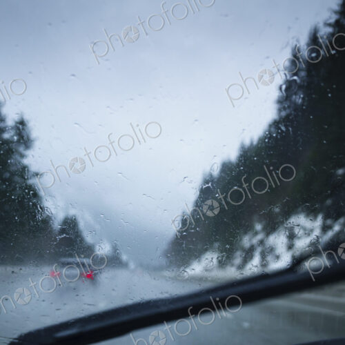 Driving on the rain and snow, Interstate 90, Snoqualmie Pass Driving on the rain and snow, Interstate 90, Snoqualmie Pass
