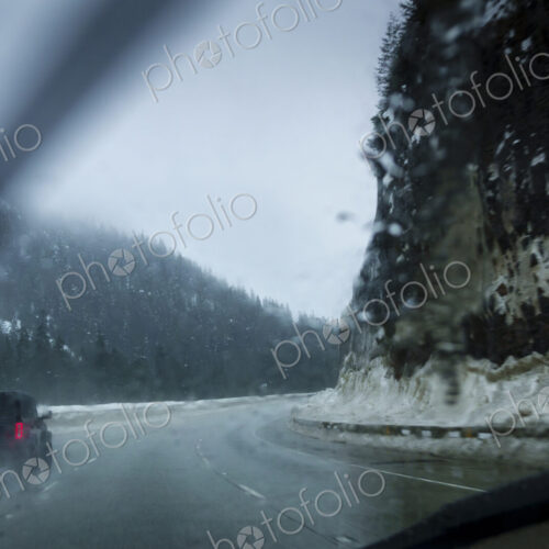 Driving on the rain and snow, Interstate 90, Snoqualmie Pass Driving on the rain and snow, Interstate 90, Snoqualmie Pass