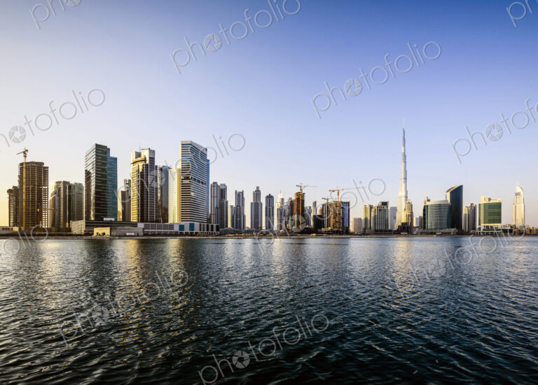 Dubai city skyline and waterfront, United Arab Emirates