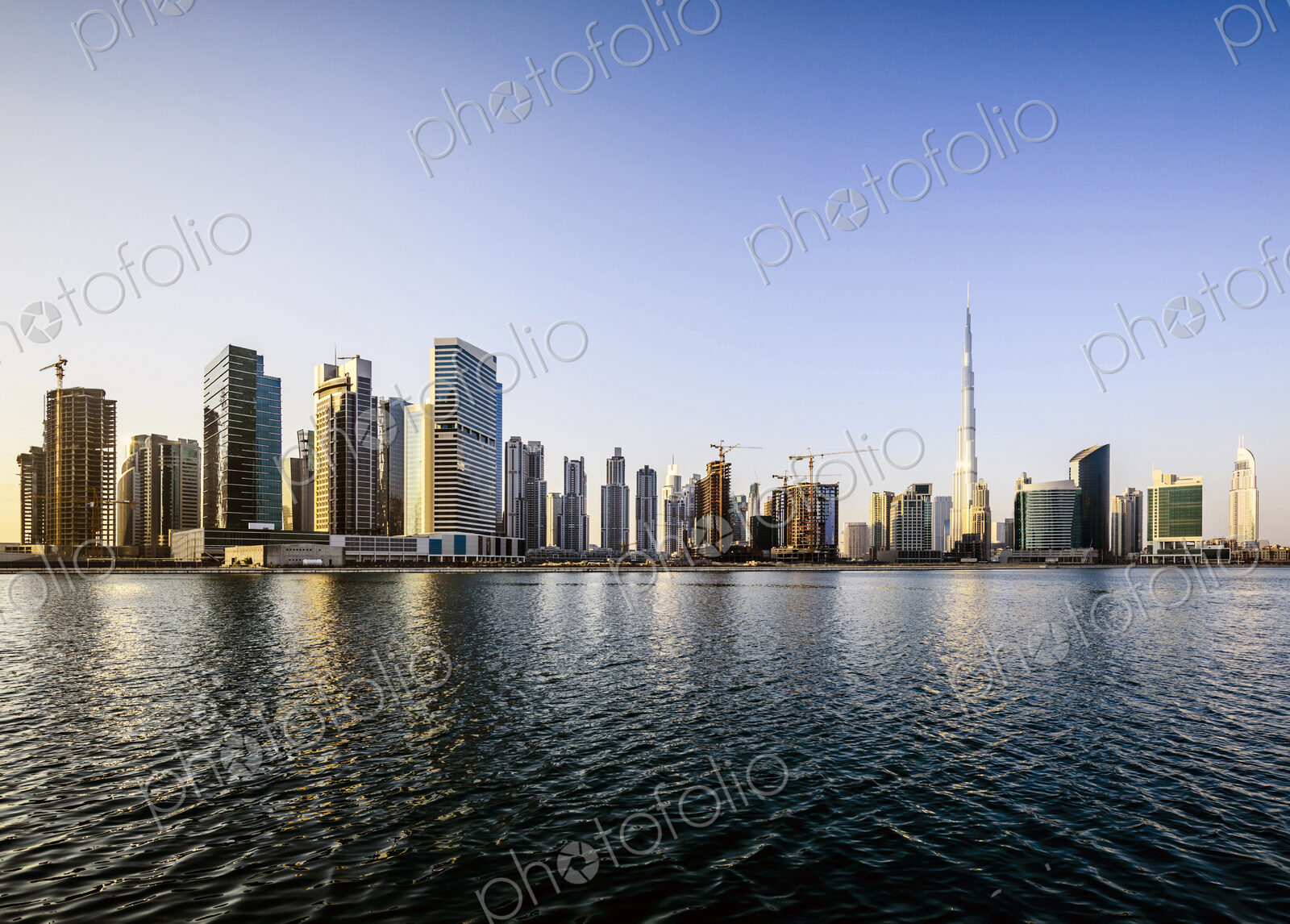 Dubai city skyline and waterfront, United Arab Emirates