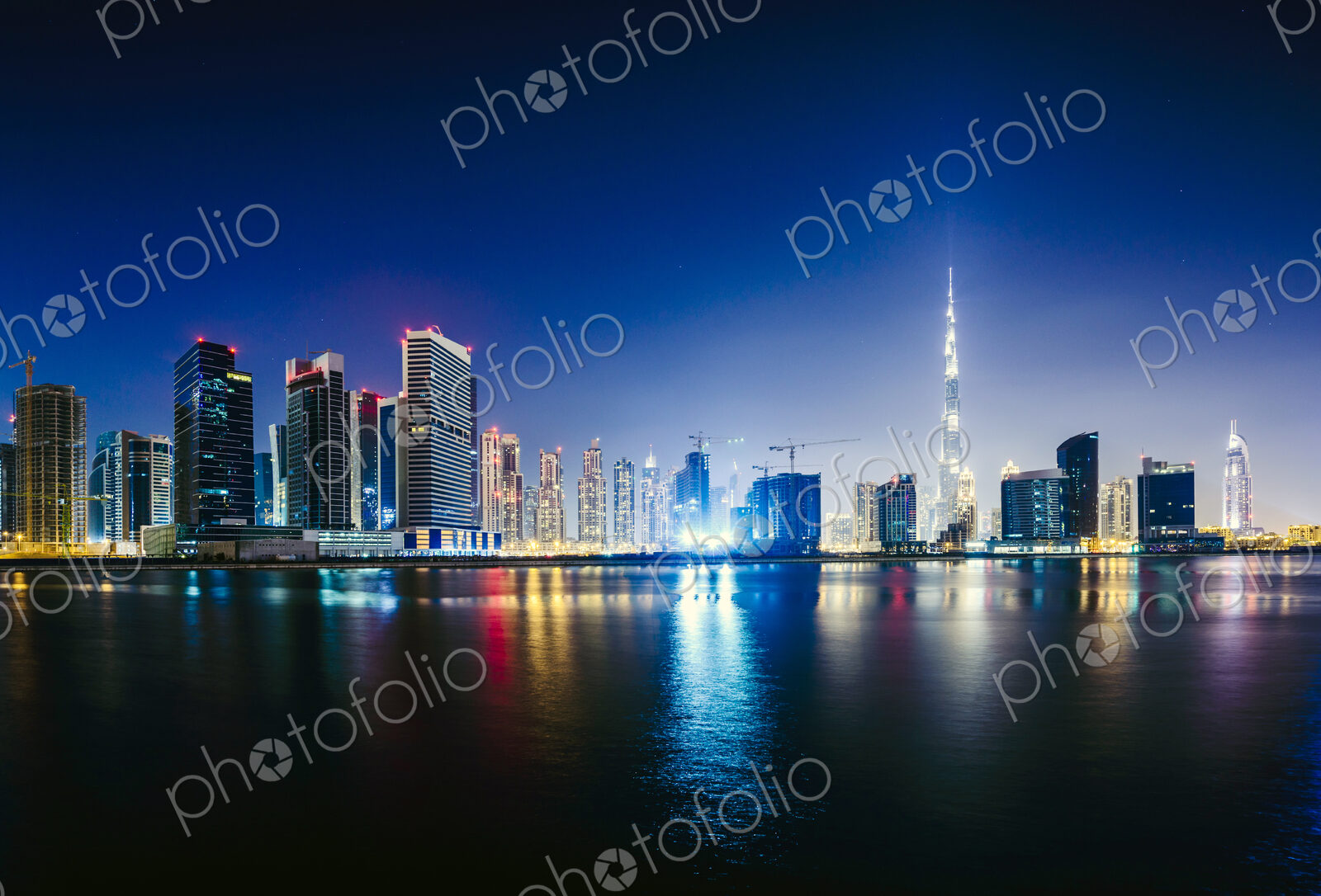 Dubai city skyline and waterfront, United Arab Emirates