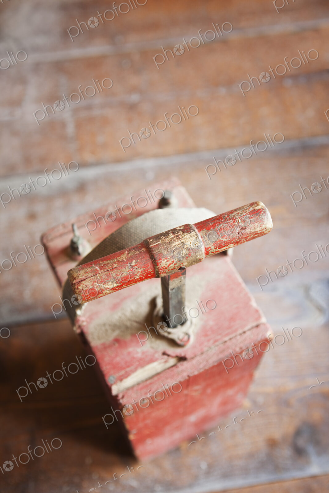 Dynamite Detonator, red box and a metal handle, a plunger to detonate dynamite in…