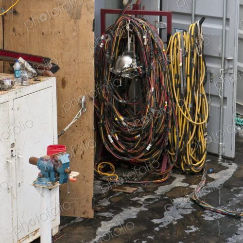 Electrical Cables at a Building Maintenance Office Electrical Cables at a Building Maintenance Office