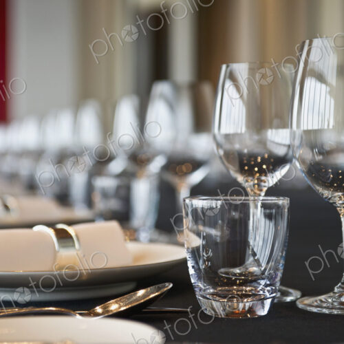 Elegant Place Settings on a Long Table