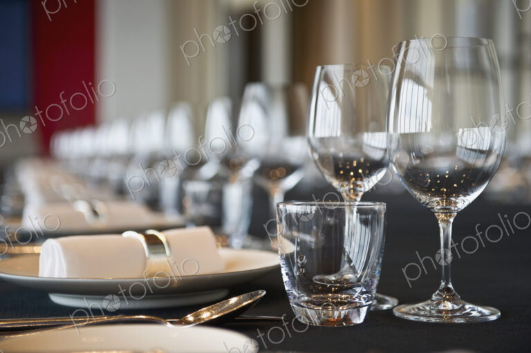 Elegant Place Settings on a Long Table