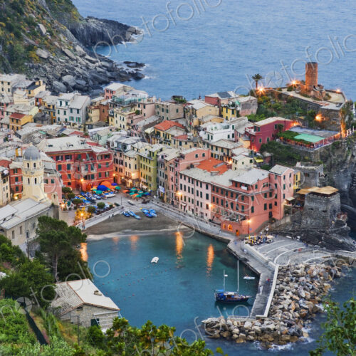 Elevated View of Vernazza at Dusk Elevated View of Vernazza at Dusk