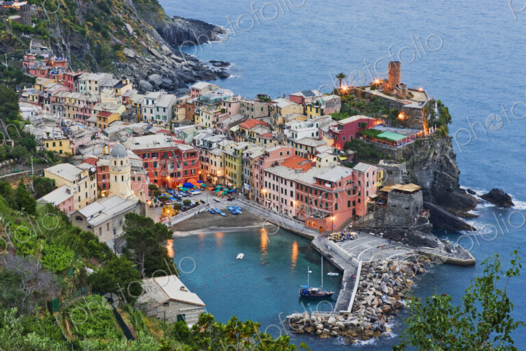 Elevated View of Vernazza at Dusk