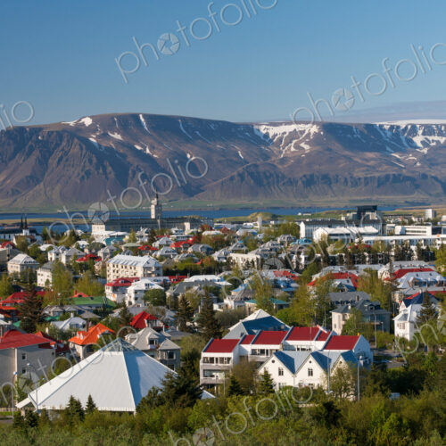 Elevated view across Reykjavik, Iceland