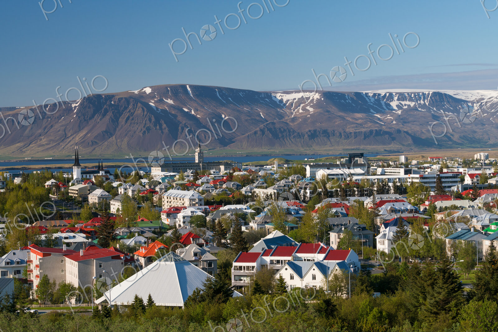 Elevated view across Reykjavik, Iceland