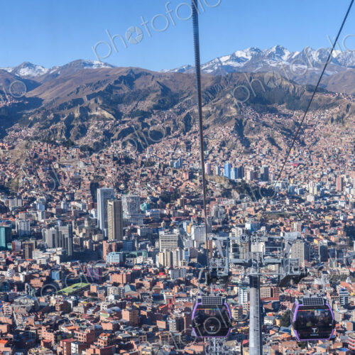 Elevated view of the city of La Paz in a high valley in the Altiplano. Elevated view of the city of La Paz in a high valley in the Altiplano.