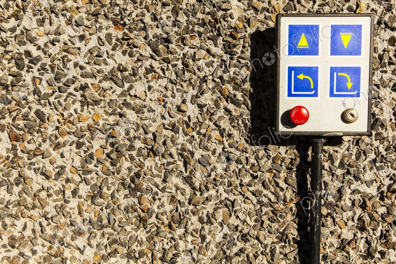 Elevator controls on a wall with a red button, Dry Falls State Park, Coulee.