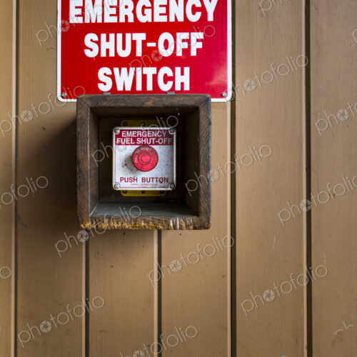 Emergency Shut-off switch at gas station, USA Emergency Shut-off switch at gas station, USA