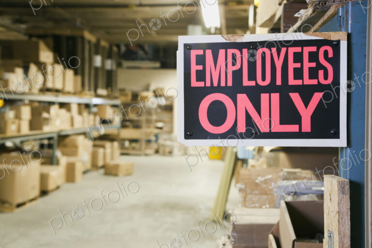 Employee Only Sign in Warehouse