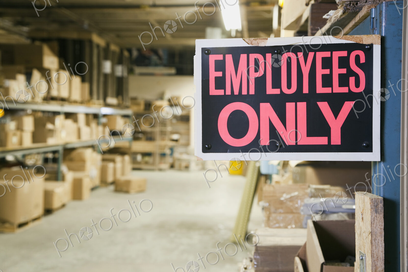 Employee Only Sign in Warehouse