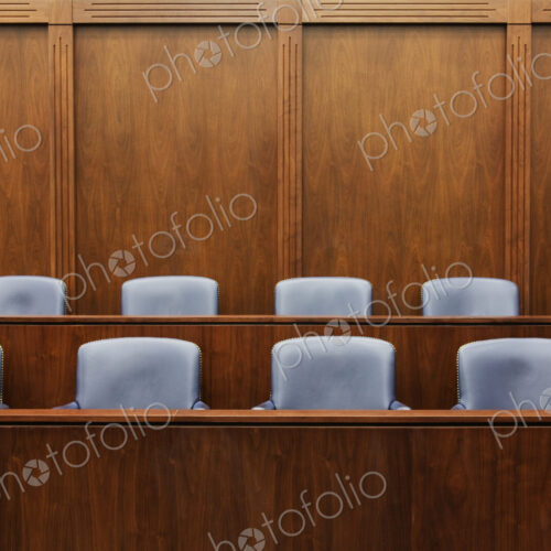 Empty Jury Seats in Courtroom Empty Jury Seats in Courtroom