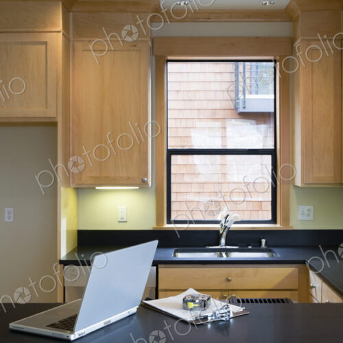 Empty Kitchen With Laptop Empty Kitchen With Laptop
