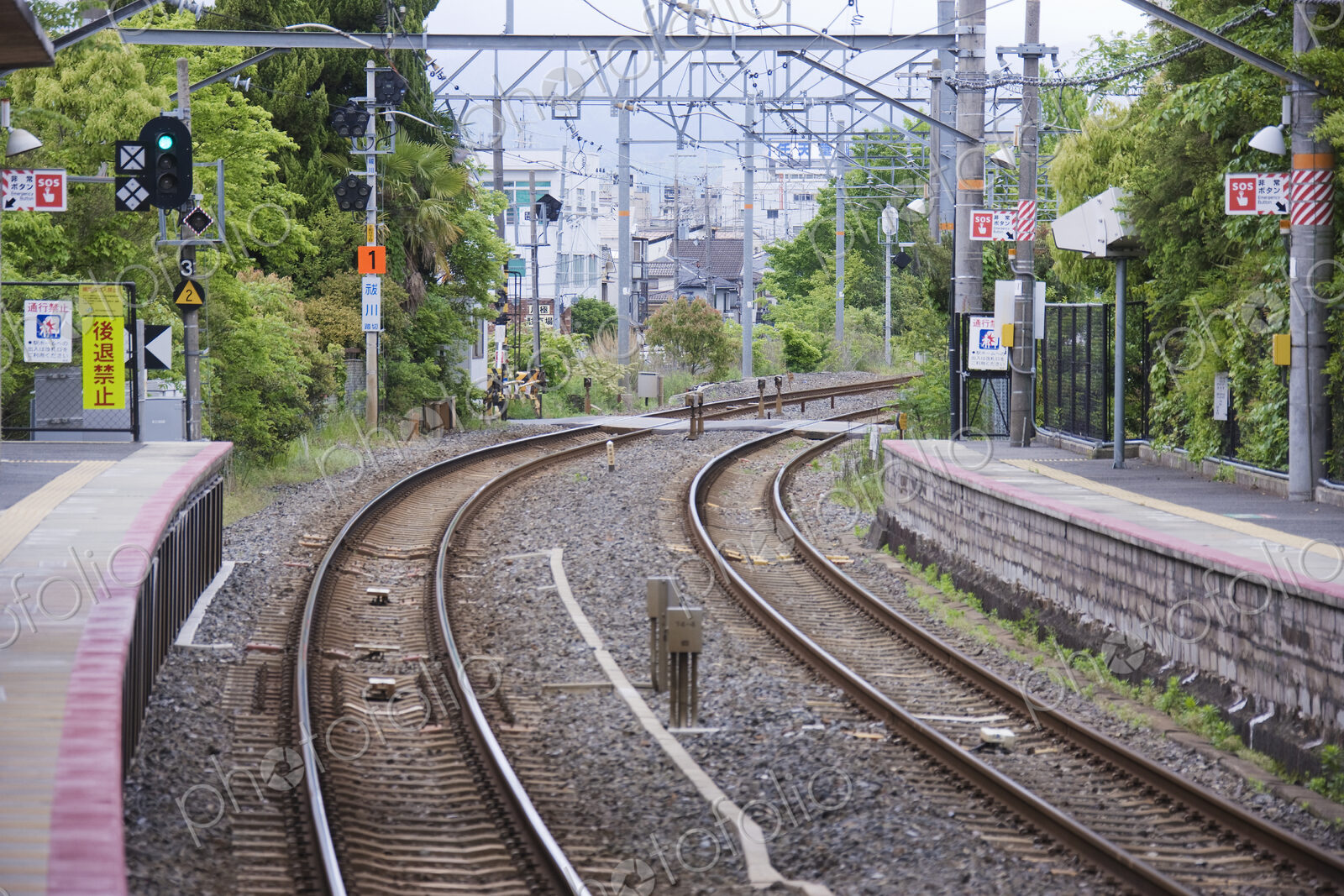 Empty Train Station Platform and Tracks