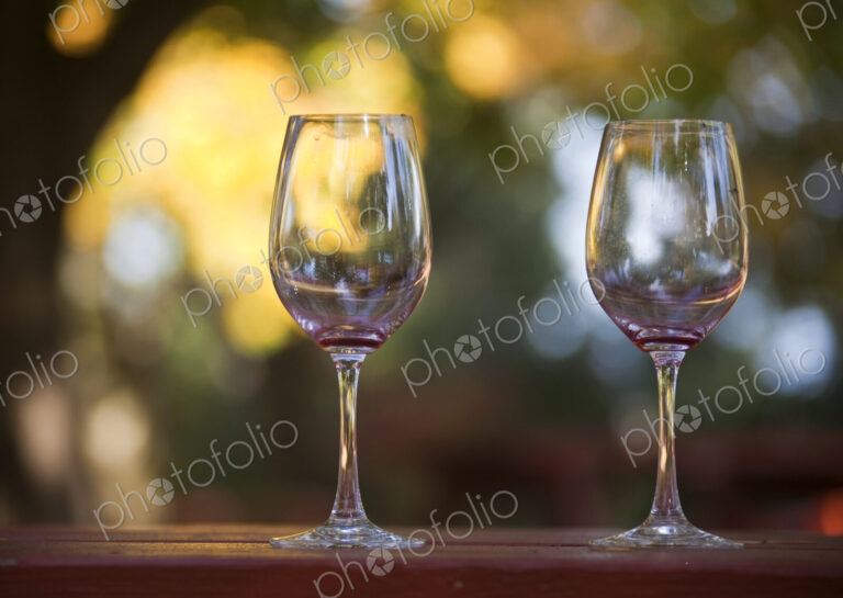 Empty Wine Glasses on Patio Table