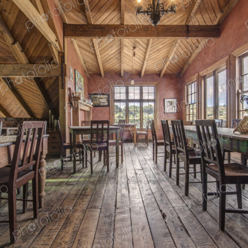 Empty chairs and tables in restaurant Empty chairs and tables in restaurant