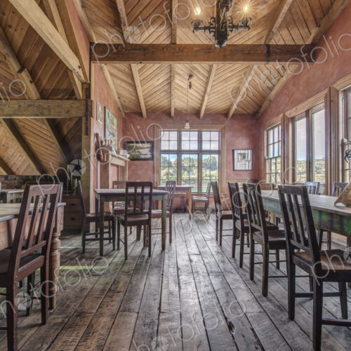Empty chairs and tables in restaurant Empty chairs and tables in restaurant
