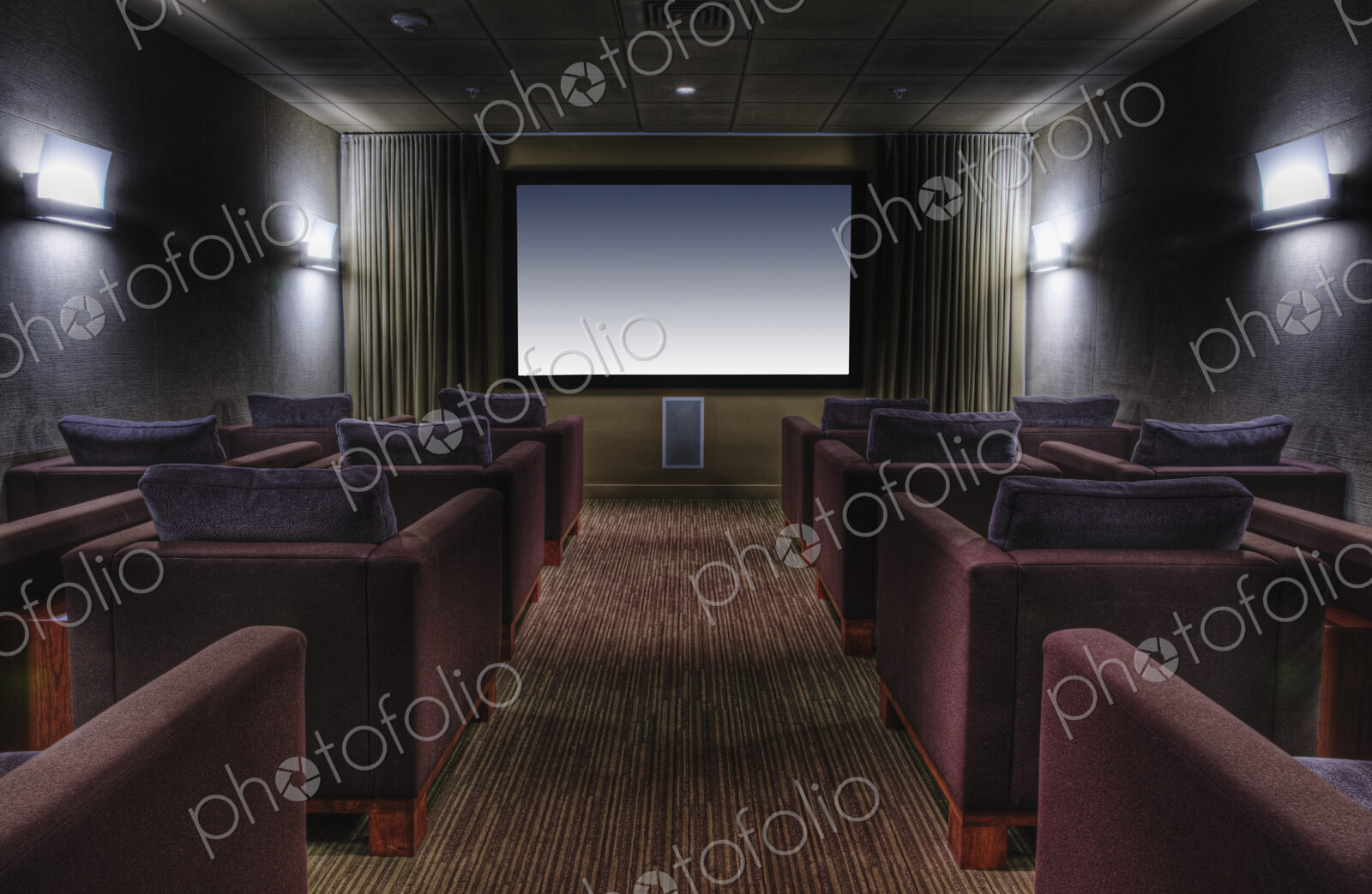 Empty chairs in luxury movie theater