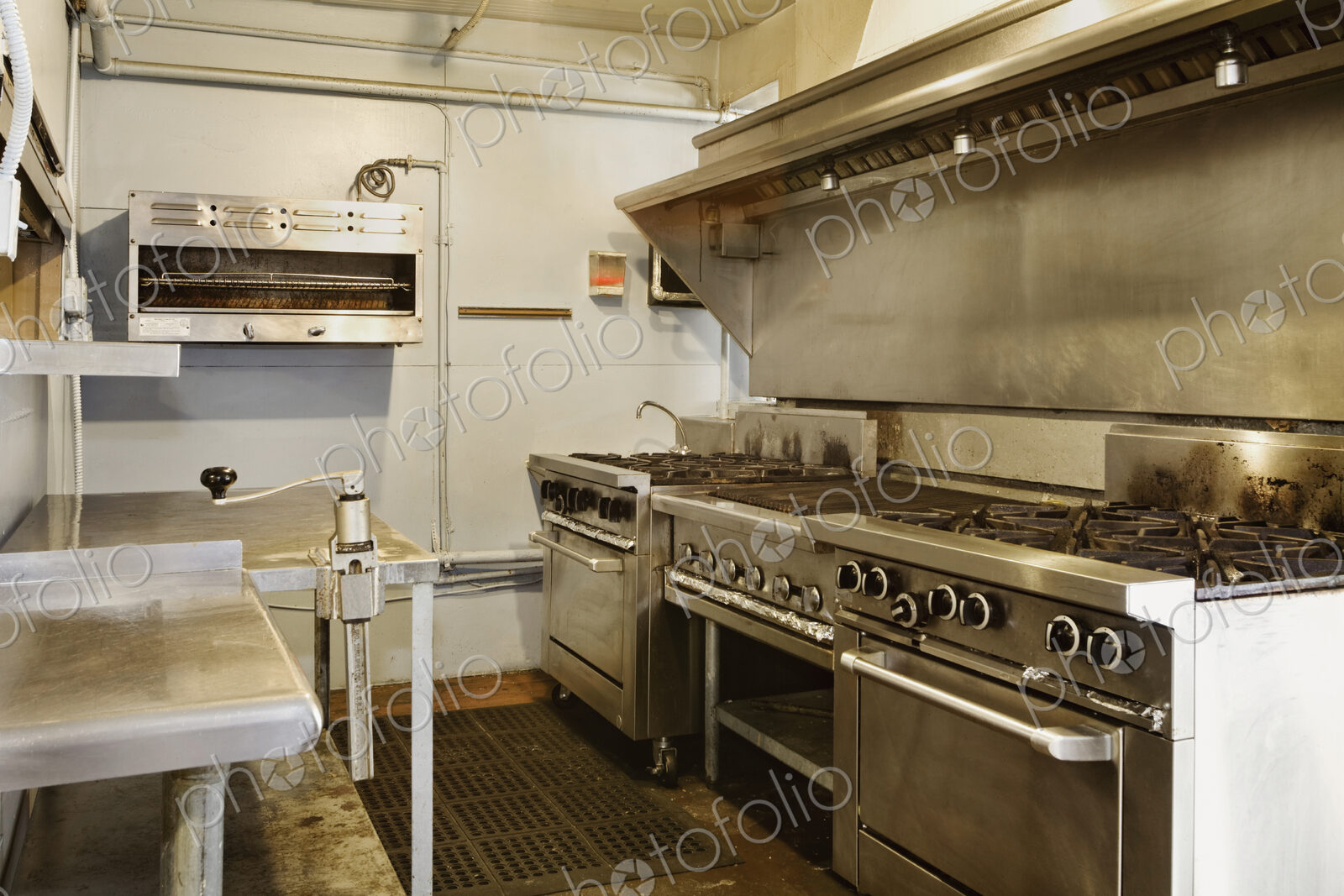 Empty commercial kitchen in restaurant