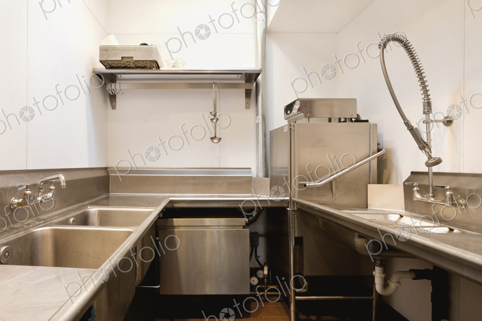 Empty commercial kitchen in restaurant