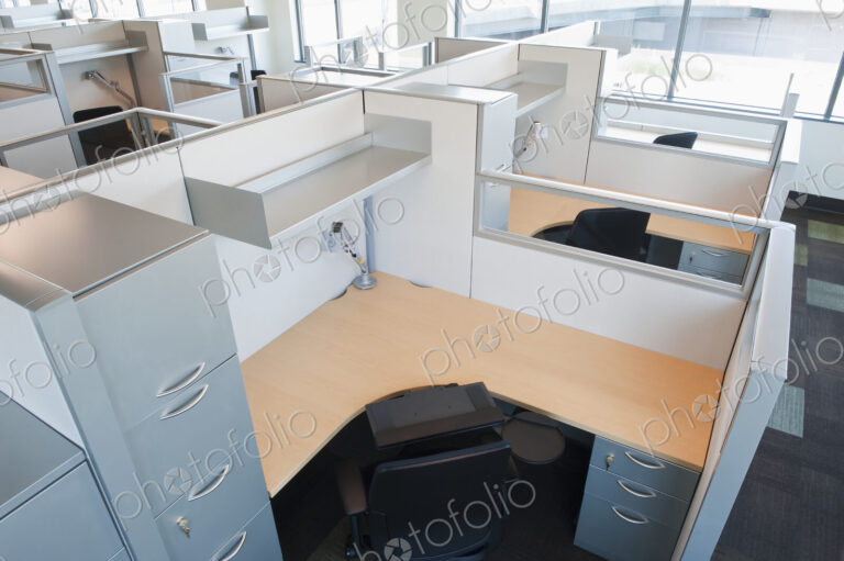 Empty cubicles in office