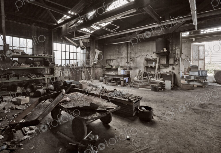 Empty dilapidated casting metalwork workshop