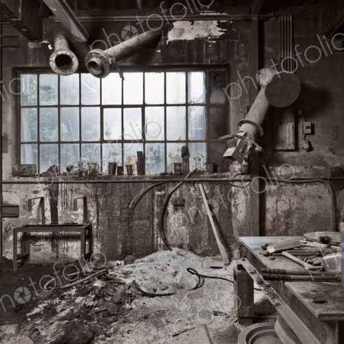 Empty dilapidated casting metalwork workshop