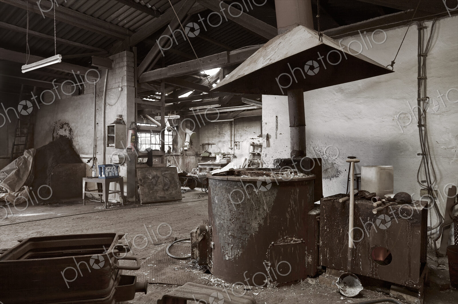 Empty dilapidated casting metalwork workshop