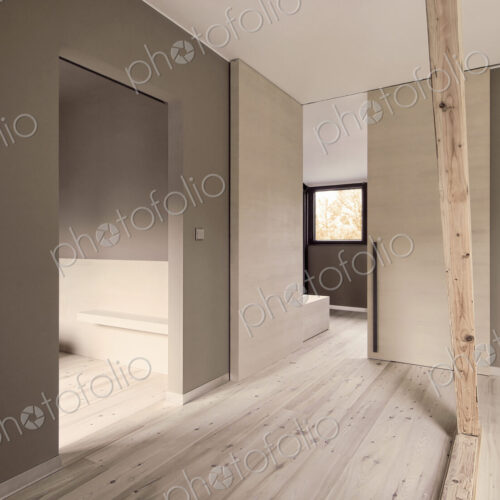 Empty hallway and wooden floor of modern house
