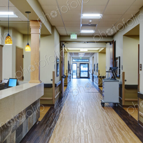 Empty hallway in assisted living facility Empty hallway in assisted living facility