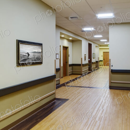 Empty hallway in assisted living facility Empty hallway in assisted living facility