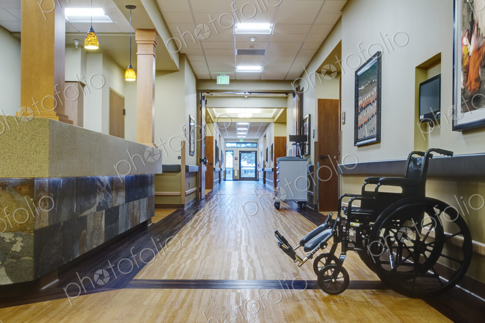 Empty hallway in assisted living facility