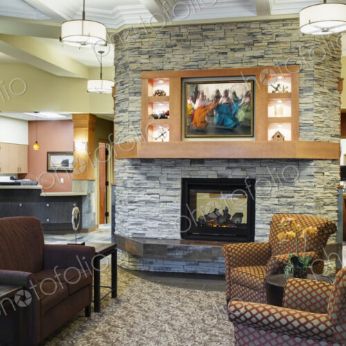 Empty lounge area in assisted living facility