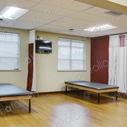 Empty massage tables in assisted living facility Empty massage tables in assisted living facility